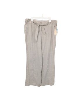 Kenar Linen Tie Waist Wide Leg Pants Coastal Minimalist Neutral Resort XLarge